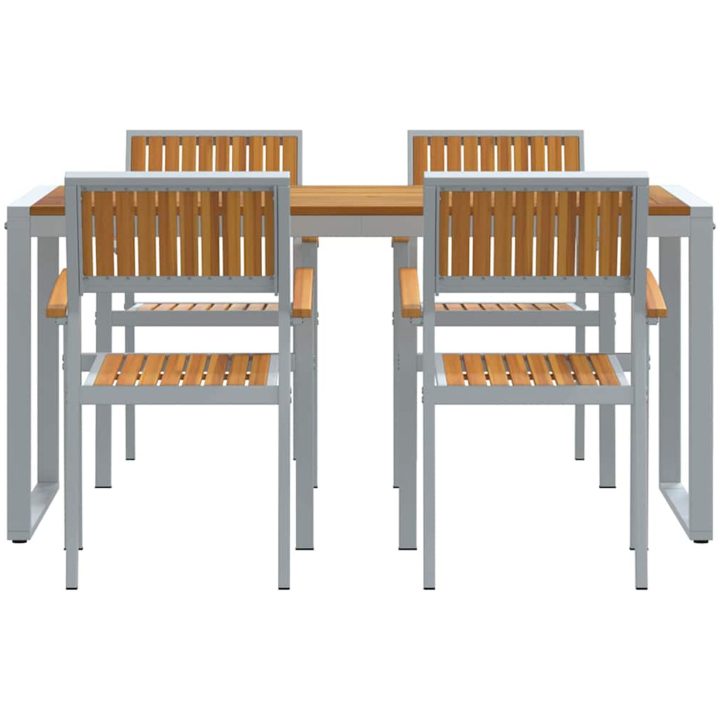 5-delars matgrupp för trädgården i solid akacia och metall vidaXL 160 x 80 x 75 cm – bild 7