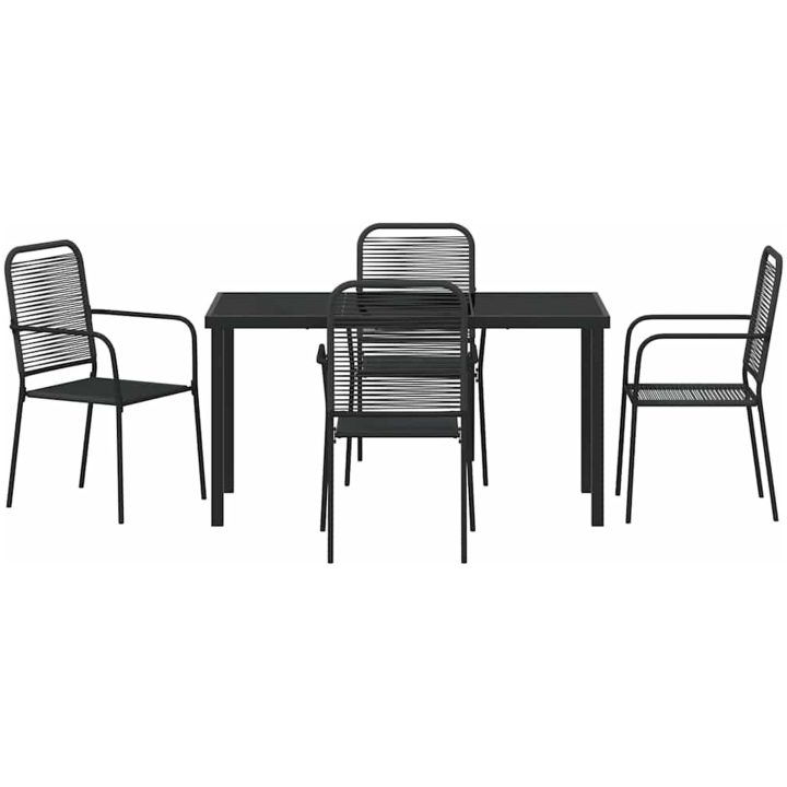 5-delars matsalsset för trädgården i svart bomullssnöre och stål vidaXL 140 x 70 x 73 cm – bild 7