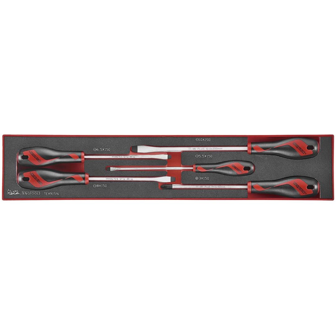 5 delars Skruvmejselsats TEX915N Teng Tools SKRUVMEJSELSATS EVA 5 DELAR