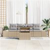 5-delars soffgrupp för trädgården med kuddar - Beige poly-rattan vidaXL 100 x 55 x 73 cm – miniatyr 3