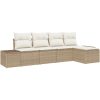 5-delars soffgrupp för utomhusbruk med kuddar i beige polyrotting vidaXL 294 x 117 x 85 cm – miniatyr 2