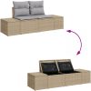 5-delars soffgrupp med kuddar i beige poly rattan vidaXL 100 x 55 x 73 cm – miniatyr 11