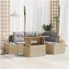 5-delars soffgrupp med kuddar i beige poly rattan vidaXL 100 x 55 x 73 cm – miniatyr 1