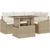 5-delars soffgrupp med kuddar i beige polyrotting vidaXL 100 x 55 x 73 cm – miniatyr 2