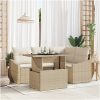 5-delars soffgrupp med kuddar i beige polyrotting vidaXL 100 x 55 x 73 cm – miniatyr 1