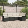 5-delars soffgrupp med kuddar i svart polyrotting vidaXL 242.5 x 132.5 x 85 cm – miniatyr 1