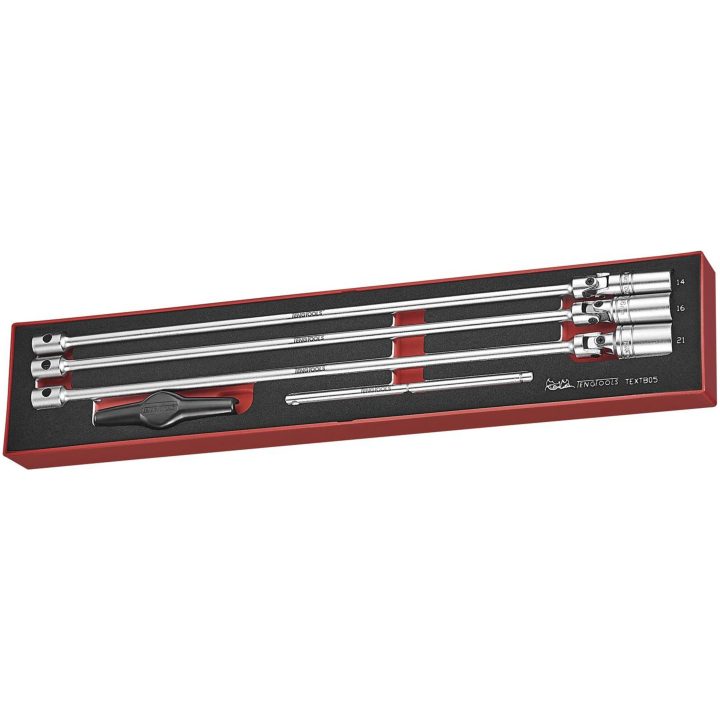 5 delars Tändstiftshylssats med extra långa hylsor med 3/8tum fäste och T-handtag TEXTB05 Teng Tools TÄNDSTIFTSHYLSSATS TTXTB05 – bild 2