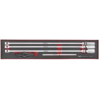 5 delars Tändstiftshylssats med extra långa hylsor med 3/8tum fäste och T-handtag TEXTB05 Teng Tools