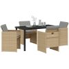 5 Delars Trädgård Middagsset med Kuddar Beige Poly Rattan vidaXL 4 - Sits – miniatyr 3