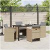 5 Delars Trädgård Middagsset med Kuddar Beige Poly Rattan vidaXL 4 - Sits – miniatyr 4