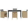 5 Delars Trädgård Middagsset med Kuddar Beige Poly Rattan vidaXL 4 - Sits – miniatyr 7