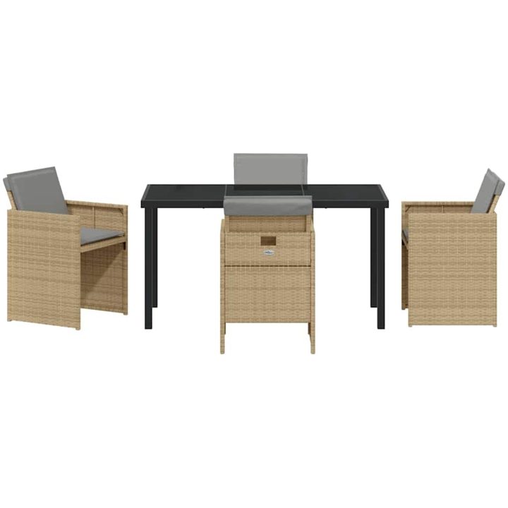 5 Delars Trädgård Middagsset med Kuddar Beige Poly Rattan vidaXL 4 - Sits – bild 7
