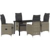 5 Delars Trädgårds Dining Set med Kuddar Grå Poly Rattan vidaXL Standard – miniatyr 2