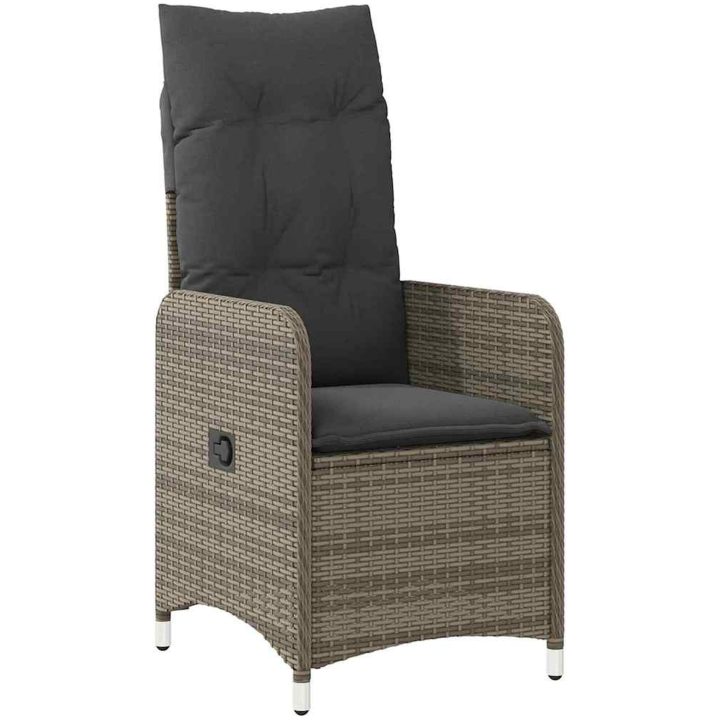 5 Delars Trädgårds Dining Set med Kuddar Grå Poly Rattan vidaXL Standard – bild 6