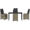 5 Delars Trädgårds Dining Set med Kuddar Grå Poly Rattan vidaXL Standard – miniatyr 7
