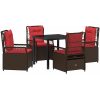 5 Delars Trädgårds Matbord Set Brun Poly Rattan vidaXL 4 - Sits – miniatyr 2