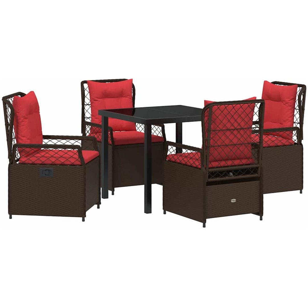 5 Delars Trädgårds Matbord Set Brun Poly Rattan vidaXL 4 - Sits – bild 2