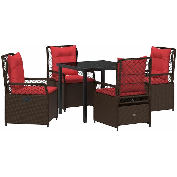 5 Delars Trädgårds Matbord Set Brun Poly Rattan vidaXL 4 - Sits – bild 2
