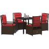 5 Delars Trädgårds Matbord Set Brun Poly Rattan vidaXL 4 - Sits – miniatyr 3