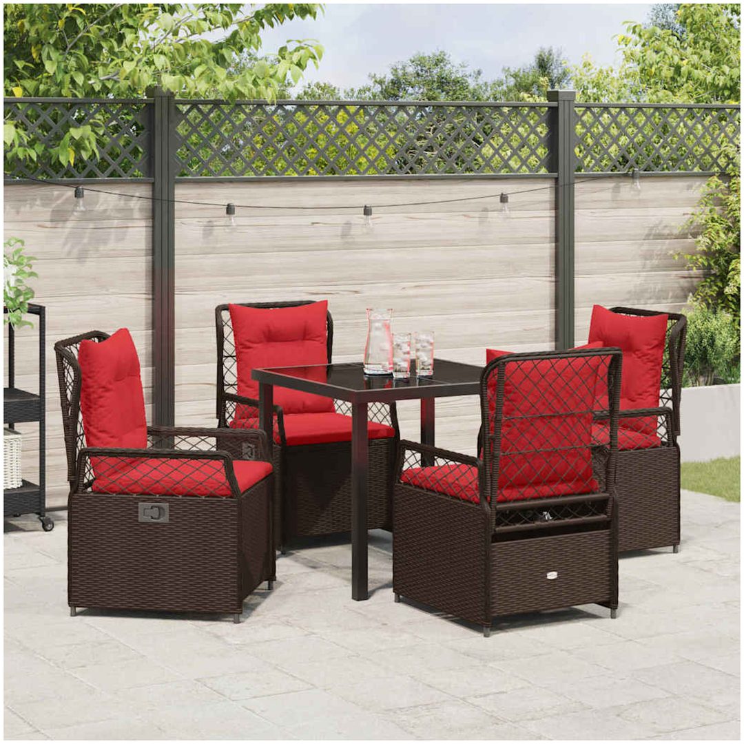 5 Delars Trädgårds Matbord Set Brun Poly Rattan vidaXL 4 - Sits – bild 4