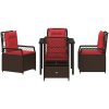 5 Delars Trädgårds Matbord Set Brun Poly Rattan vidaXL 4 - Sits – miniatyr 7