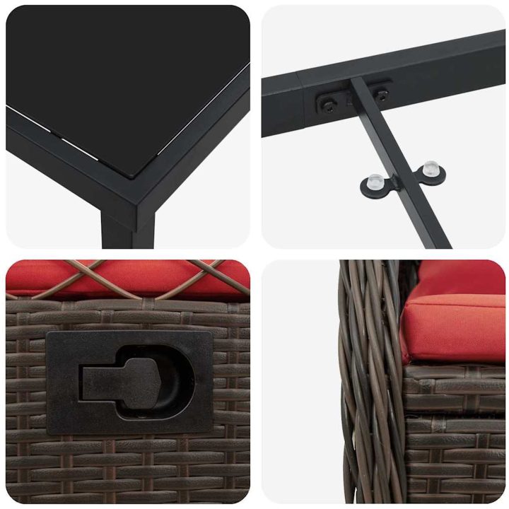 5 Delars Trädgårds Matbord Set Brun Poly Rattan vidaXL 4 - Sits – bild 9