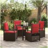 5 Delars Trädgårds Matbord Set Brun Poly Rattan vidaXL 4 - Sits – miniatyr 1