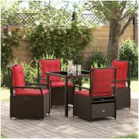 5 Delars Trädgårds Matbord Set Brun Poly Rattan vidaXL