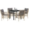 5-delars trädgårds matbordset med kuddar i beige av poly rattan vidaXL 80 x 80 x 73 cm – miniatyr 3