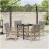 5-delars trädgårds matbordset med kuddar i beige av poly rattan vidaXL 80 x 80 x 73 cm – miniatyr 4