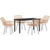 5 Delars Trädgårds Matgrupp, Brun Poly Rattan vidaXL 140 x 70 x 73 cm – miniatyr 2