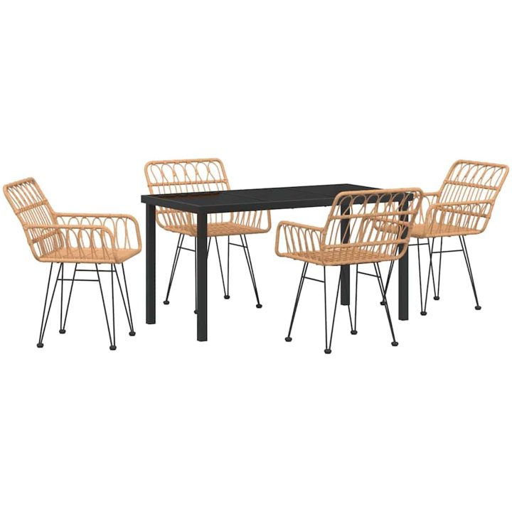 5 Delars Trädgårds Matgrupp, Brun Poly Rattan vidaXL 140 x 70 x 73 cm – bild 2