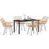 5 Delars Trädgårds Matgrupp, Brun Poly Rattan vidaXL 140 x 70 x 73 cm – miniatyr 3