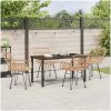 5 Delars Trädgårds Matgrupp, Brun Poly Rattan vidaXL 140 x 70 x 73 cm – miniatyr 4
