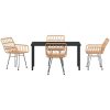 5 Delars Trädgårds Matgrupp, Brun Poly Rattan vidaXL 140 x 70 x 73 cm – miniatyr 6