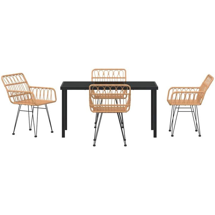 5 Delars Trädgårds Matgrupp, Brun Poly Rattan vidaXL 140 x 70 x 73 cm – bild 6