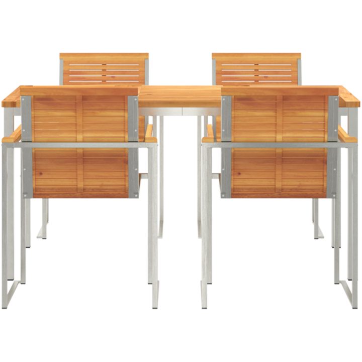 5 Delars Trädgårds Matgrupp i Massivt Akaciaträ vidaXL 90 x 150 x 75 cm – bild 7