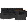 5 delars trädgårds matgrupp med kuddar svart poly rattan akacia vidaXL 100 x 55 x 73 cm – miniatyr 2