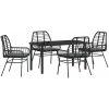 5 Delars Trädgårds Matgrupp Med Kuddar Svart Poly Rattan vidaXL 140 x 80 x 73 cm – miniatyr 2
