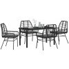 5 Delars Trädgårds Matgrupp Med Kuddar Svart Poly Rattan vidaXL 140 x 80 x 73 cm – miniatyr 3