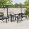 5 Delars Trädgårds Matgrupp Med Kuddar Svart Poly Rattan vidaXL 140 x 80 x 73 cm – miniatyr 4