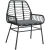 5 Delars Trädgårds Matgrupp Med Kuddar Svart Poly Rattan vidaXL 140 x 80 x 73 cm – miniatyr 5