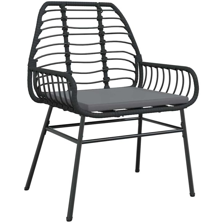 5 Delars Trädgårds Matgrupp Med Kuddar Svart Poly Rattan vidaXL 140 x 80 x 73 cm – bild 5