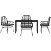 5 Delars Trädgårds Matgrupp Med Kuddar Svart Poly Rattan vidaXL 140 x 80 x 73 cm – miniatyr 6