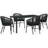 5-delars Trädgårds Matgrupp - Snygg poly rattan i svart. vidaXL 140 x 70 x 73 cm – miniatyr 2