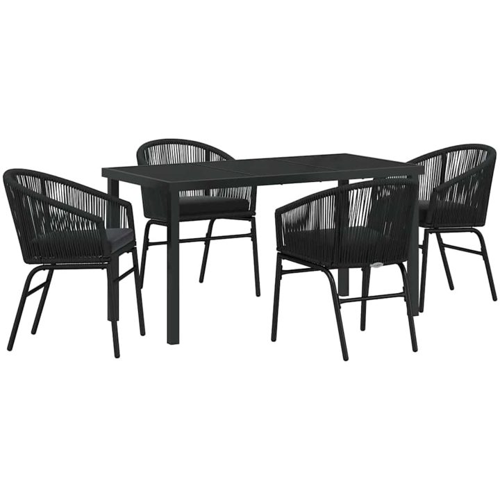 5-delars Trädgårds Matgrupp - Snygg poly rattan i svart. vidaXL 140 x 70 x 73 cm – bild 2