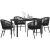 5-delars Trädgårds Matgrupp - Snygg poly rattan i svart. vidaXL 140 x 70 x 73 cm – miniatyr 3