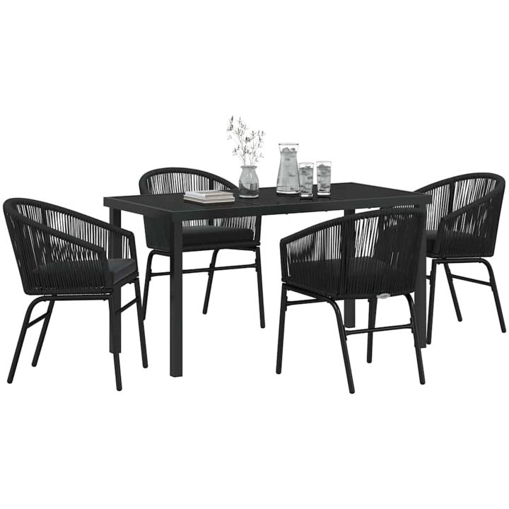 5-delars Trädgårds Matgrupp - Snygg poly rattan i svart. vidaXL 140 x 70 x 73 cm – bild 3