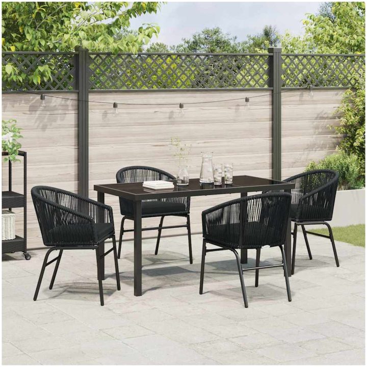 5-delars Trädgårds Matgrupp - Snygg poly rattan i svart. vidaXL 140 x 70 x 73 cm – bild 4
