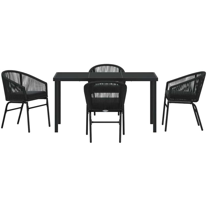 5-delars Trädgårds Matgrupp - Snygg poly rattan i svart. vidaXL 140 x 70 x 73 cm – bild 6